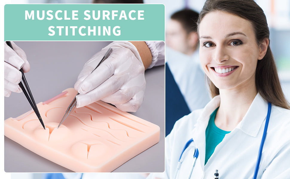 SZEMENTMD Suture Practice Pad 3D Stereoscopic Durable Silicone with Blood Vessels and Pre-Cut Wounds EMM-TA1